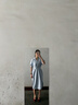 初語(yǔ)通勤短袖襯衫連衣裙女2025年春夏新款V領(lǐng)氣質(zhì)中長(cháng)裙子 天藍色  M 曬單實(shí)拍圖
