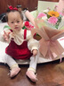 G.duck小黃鴨女童套裝春秋款連衣裙周歲女寶寶公主裙禮服兒童秋冬兩件套 紅色春秋套裝（花朵款夾子） 90 尺碼1~2歲【 80-90cm】 曬單實(shí)拍圖