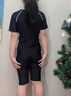 羽克兒童泳衣中大童運動(dòng)連體保守青少年專(zhuān)業(yè)游泳衣顯瘦潛水泡溫泉泳裝 黑配灰 155 (2XL高145-155/75-90)胸墊 曬單實(shí)拍圖