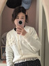 mt【棲居云絮】春季溫柔風(fēng)立體鉤花開(kāi)衫設計感花邊軟糯針織衫女上衣 曬單實(shí)拍圖