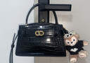 CHARLES&KEITH鱷魚(yú)紋凱莉包手提斜挎婚包包女包生日禮物CK2-50270880-1 Black黑色 S 曬單實(shí)拍圖