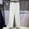 FILA 斐樂(lè )官方楊冪同款女士針織長(cháng)褲冬季新款時(shí)尚休閑直筒YODAR褲 霧蓮白-IV M 165/66A/M 曬單實(shí)拍圖