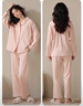 都市麗人100%純棉睡衣套裝女款2025年春秋季純色大碼家居服兩件套 粉色 純棉款 XL 建議120-140斤 曬單實(shí)拍圖