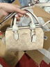 蔻馳（COACH）女包經(jīng)典標志涂層帆布斜挎包時(shí)尚百搭情人節禮物 沙黃色配白色CW329IMXDM 曬單實(shí)拍圖