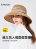 凡飾（FANCET）草帽女夏季優(yōu)雅氣質(zhì)歐根紗帽子鐘型大檐防紫外線(xiàn)防曬帽度假沙灘帽 曬單實(shí)拍圖