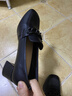 ZHR方頭樂(lè )福鞋女新款高跟軟底單鞋女英倫風(fēng)職場(chǎng)小皮鞋女 BL608黑色37 曬單實(shí)拍圖