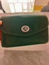 裘真信封包女鏈條斜挎單肩包休閑復古小包植鞣頭層牛皮包包 綠色-小號 曬單實(shí)拍圖