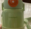 英氏（YEEHOO）保溫杯316兒童吸管杯帶杯套嬰兒保溫杯寶寶兒童保溫水杯子 蘋(píng)果綠 曬單實(shí)拍圖