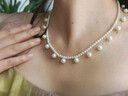 名皇淡水珍珠套裝滿(mǎn)天星項鏈手鏈套裝鎖骨鏈送女友閨蜜女生禮物 6-7MM ±43cm 曬單實(shí)拍圖
