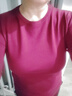 賽斯特女裝2022新款春夏中袖圓領(lǐng)百搭純色打底衫套頭針織衫 Z040 酒紅色 AM(160/84A)修身版120斤以?xún)葏⒖?曬單實(shí)拍圖