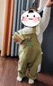 嘟嘟家兒童背帶褲卡通春裝女童長(cháng)褲男童褲子春季寶寶直筒褲休閑褲童裝潮 綠色 80 曬單實(shí)拍圖