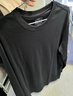 拇指白小T三代水云棉長(cháng)袖T恤男春季純色上衣圓領(lǐng)免燙打底衫 男款黑色 2XL 曬單實(shí)拍圖
