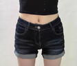 燦圖美式復古水洗翻邊牛仔短褲女夏季新款潮流辣妹低腰顯瘦包臀熱褲子 深藍色 L 曬單實(shí)拍圖