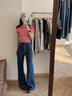 TOMMY JEANS【張元英同款】26春夏新款女條紋一字肩性感辣妹修身針織衫 粉白條紋XK3 XS 曬單實拍圖