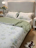 水星家紡床上四件套全棉麻四季款親水洗麻亞麻皺皺紗床品套件被套床單 花似錦綠 床單款 1.2三件套-被套150x200 曬單實(shí)拍圖