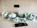 漢茗景德鎮釉下彩青瓷碗盤(pán)餐具整套家用高檔陶瓷碗碟筷套裝喬遷禮物 高溫釉下彩丨禮盒裝丨 70件套 曬單實(shí)拍圖