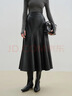 自巧小個(gè)子黑色斜向分割傘擺pu皮裙女2025新款設計感a字半身裙子 謐黑色 S （尺碼：3） 曬單實(shí)拍圖