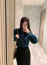 瑪嬌芬2026復古深藍色軟牛仔長(cháng)袖襯衫秋冬寬松內搭疊穿通勤加絨襯衣女 617#  常規款  高品質(zhì) M 100-115斤左右 曬單實(shí)拍圖