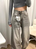 趣米樂(lè )小個(gè)子美式高街闊腿牛仔褲女春夏季新款潮流高腰寬松垂感彎刀長(cháng)褲 淺灰色 L 曬單實(shí)拍圖