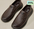 意爾康男鞋秋季羊皮舒適一腳蹬皮鞋男軟面套腳商務(wù)休閑鞋 59171W 棕色40 曬單實(shí)拍圖