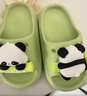 土豆屋兒童拖鞋中大童小孩室內外防滑軟底涼拖鞋 熊貓綠色230碼 曬單實(shí)拍圖