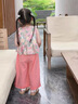 G.duck小黃鴨童裝女童夏裝套裝兒童衣服小女孩夏季碎花上衣防蚊褲兩件套 粉色 110 （建議身高100cm 4-5歲）cm 曬單實(shí)拍圖