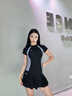 鴻星爾克（ERKE）泳衣女短袖分體裙式保守顯瘦微胖女孩運動(dòng)游泳衣泡溫泉大碼泳裝女 曬單實(shí)拍圖