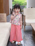 G.duck小黃鴨童裝女童夏裝套裝兒童衣服小女孩夏季碎花上衣防蚊褲兩件套 粉色 110 （建議身高100cm 4-5歲）cm 曬單實(shí)拍圖