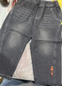 papa爬爬春季兒童牛仔褲子男女童寬松百搭按扣可束腳長(cháng)褲 深灰 100 曬單實(shí)拍圖