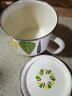華科雙料加厚琺瑯搪瓷快餐杯平蓋搪瓷杯多用泡面杯快餐盒飯盒奶杯面碗 14CM 葉子花平蓋搪瓷快餐杯 曬單實(shí)拍圖