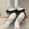 伯爵貓樂(lè )福鞋女2026春季新款英倫風(fēng)小皮鞋女單鞋平底馬丁鞋子 米白 37 曬單實(shí)拍圖