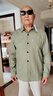 羅蒙（ROMON）長(cháng)袖襯衫春秋款男士輕薄工裝寬松襯衣寸衫外套 豆綠色 2XL 曬單實(shí)拍圖