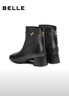 百麗（Belle）氣質(zhì)羊皮時(shí)裝靴女冬季新款商場(chǎng)同款高跟通勤優(yōu)雅短靴3LI44DD5 黑色-單里 38 (240mm) 曬單實(shí)拍圖
