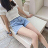 以純（YISHion）白色高腰牛仔短褲女卷邊2026夏天新款韓版顯瘦闊腿a字熱褲潮 708黑色 XS 曬單實(shí)拍圖