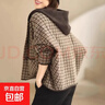 毛呢外套女小香風(fēng)蝙蝠袖加厚雙面呢針織衫女棒球服寬松上衣HMW4 咖色 M 曬單實(shí)拍圖