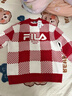 FILA 斐樂(lè )官方男裝編織衫2026春新款時(shí)尚舒適棋盤(pán)格新年紅色套頭毛衣 水華朱-RD M 170/92A/M 曬單實(shí)拍圖
