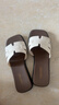 細細條（XIXITIAO）夏季外穿時(shí)尚拼色坡跟防滑一字拖女休閑百搭方頭涼拖鞋ins 白棕色【時(shí)尚百搭拼色】 38-39 【標準碼】 曬單實(shí)拍圖