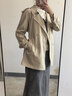 百圖betu女裝秋新款風(fēng)衣氣質(zhì)英倫風(fēng)中長(cháng)款遮肉顯瘦風(fēng)衣女2308T93 杏色 S 曬單實(shí)拍圖