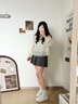 拾襪記藍色卷邊襪子女夏季薄款豎紋中筒襪菱格韓系學(xué)院風(fēng)透氣無(wú)骨堆堆襪 曬單實(shí)拍圖