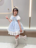 G.duck小黃鴨洛麗塔女童生日公主裙夏季兒童連衣裙短袖女寶寶蓬蓬裙禮服 藍色裙子+發(fā)夾 100 100碼建議90-100cm3-4歲 曬單實(shí)拍圖