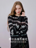 香影復古費爾島毛衣開(kāi)衫女2026春裝新款藏青色圓領(lǐng)提花針織衫上衣 藏青 L 165/88A/110-125斤 曬單實(shí)拍圖
