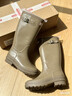 雨鞋女款高筒長(cháng)筒水鞋防水防滑中筒短筒雨靴加棉保暖廚房工作膠鞋 666中筒/卡其【單鞋】 標準碼 37 曬單實(shí)拍圖