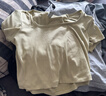蕉內【趙露思同款】涼皮女士修身方領(lǐng)短款T恤涼感舒適親膚短袖 亞麻黃 L 曬單實(shí)拍圖