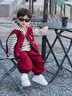 G.duck小黃鴨童裝男童春裝套裝帥氣寶寶馬甲三件套韓版衛衣春秋兒童衣服 紅色 90 cm 曬單實(shí)拍圖