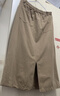 茵曼（INMAN）復古通勤開(kāi)叉半身裙女百搭舒適全棉中長(cháng)A字裙子 卡其色-K18518172 M 曬單實(shí)拍圖