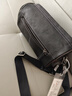 ANYSMIC奢侈高端品牌男士斜挎包真皮單肩包設計感小眾植鞣牛皮休閑個(gè)性背 黑色(綠色肩帶) 曬單實(shí)拍圖