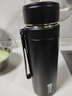 316不銹鋼保溫杯子便攜大容量保溫壺車(chē)載水杯帶茶隔茶杯禮物新年 榮耀黑600ML【帶茶隔+回流蓋+提手】耐用 曬單實(shí)拍圖