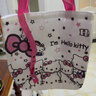 可愛(ài)kitty收納袋托特時(shí)尚卡通包女可愛(ài)手提百搭帆布包單肩通勤 飄帶kt貓帆布包【33*34cm】敞口 曬單實(shí)拍圖