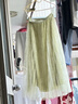 顏域高腰A字百褶半身裙女2026夏季新款通勤長(cháng)款緞面過(guò)膝網(wǎng)紗裙子 淺綠 M 曬單實(shí)拍圖