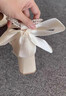DAPHNE達芙妮高跟鞋女2026新款瑪麗珍法式白色淑女蝴蝶結婚鞋粗跟皮鞋兩穿單鞋 米白色【7.5cm跟高】 37 曬單實(shí)拍圖
